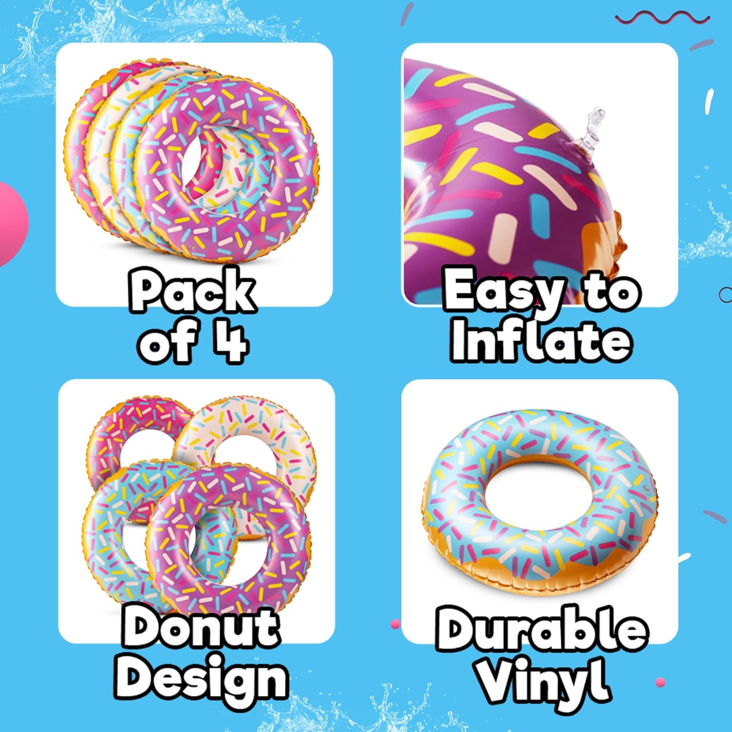 Inflatable Donuts - (Pack of 4) 24 Inch