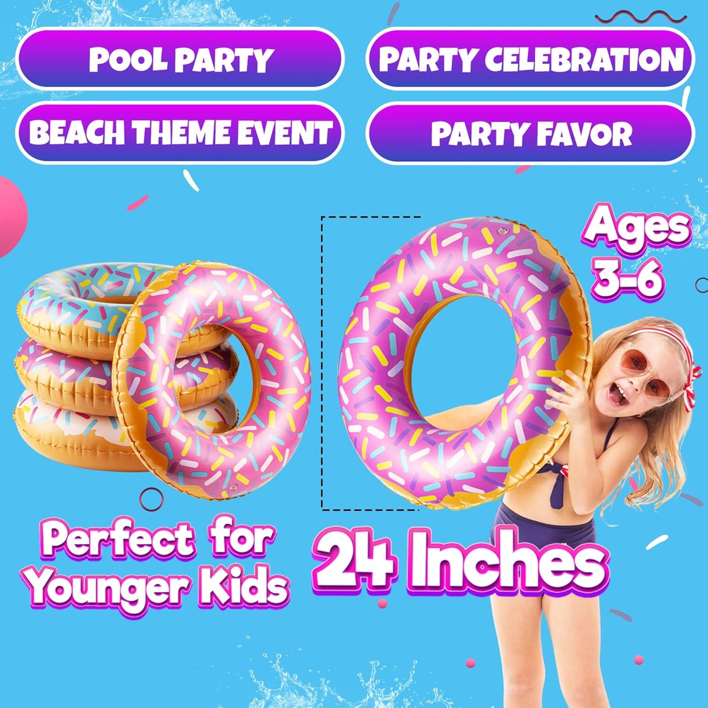 Inflatable Donuts - (Pack of 4) 24 Inch