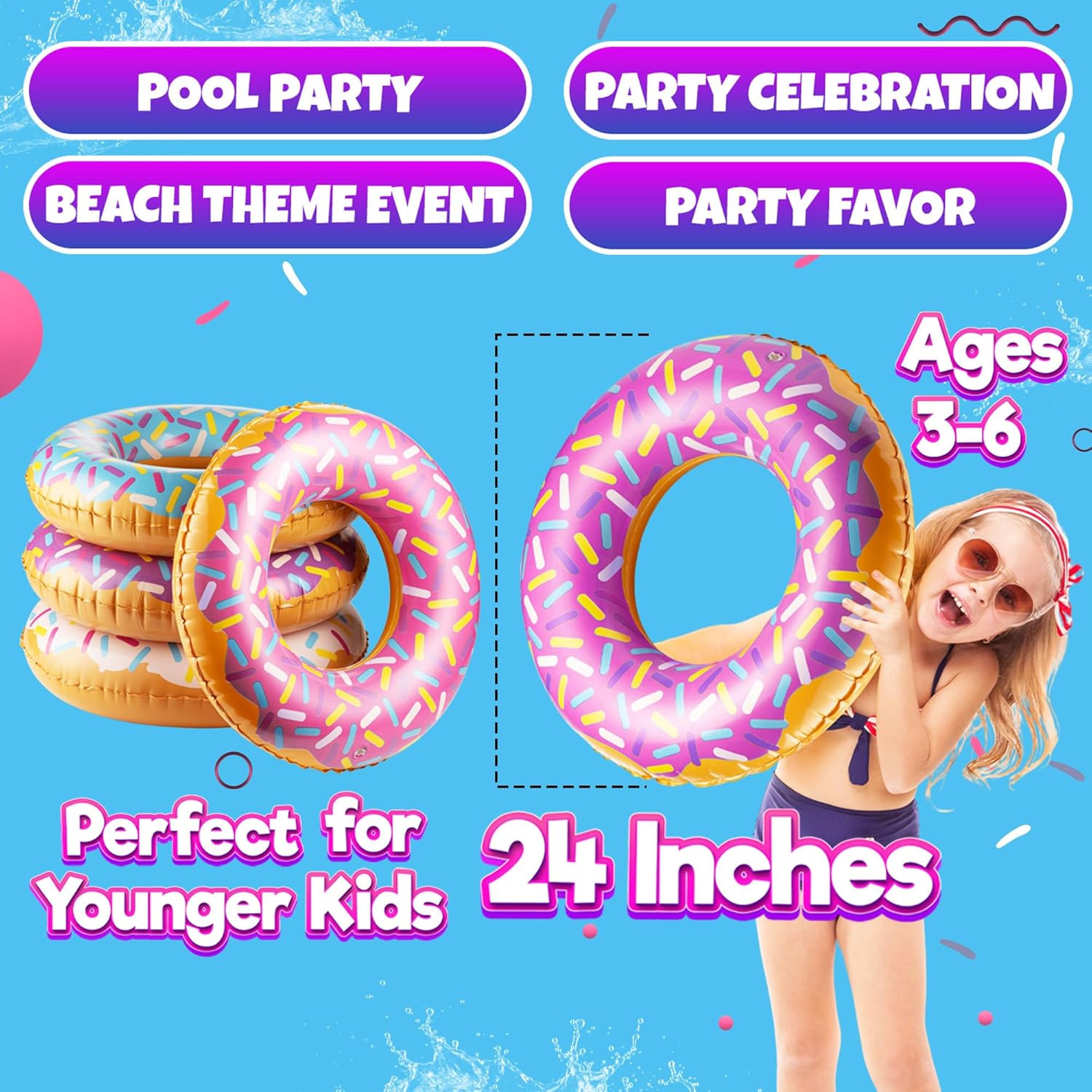 Inflatable Donuts - (Pack of 4) 24 Inch